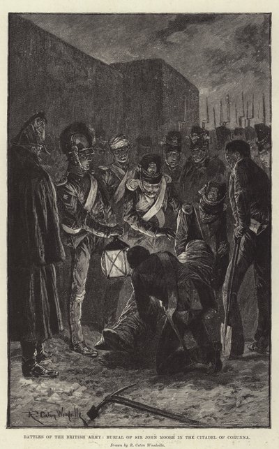Batallas del Ejército Británico, Entierro de Sir John Moore en la Ciudadela de Corunna de Richard Caton Woodville junior